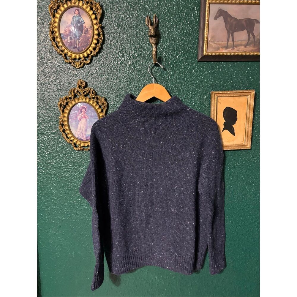 VINCE TEXTURED FUNNELNECK WOOL BLEND SWEATER IN FISHERMAN BLUE  SZ XS